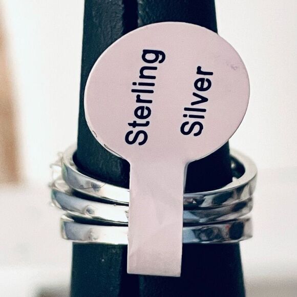 NWT Gorgeous .925 Size 8 Triple Sterling Silver Cubic Zirconia 3 in 1 Ring - Picture 5 of 12